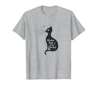 Baffi Lontano da Un Gatto Perfetto Silhouette Art Maglietta, Uomo, Grigio Melange, 6XL