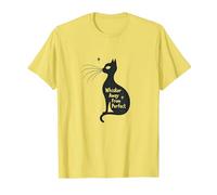 Baffi Lontano da Un Gatto Perfetto Silhouette Art Maglietta, Uomo, Limone, 3XL
