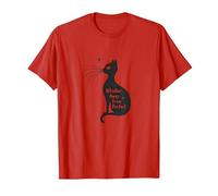 Baffi Lontano da Un Gatto Perfetto Silhouette Art Maglietta, Uomo, Rosso, L