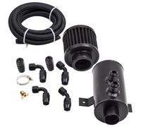 Baffled Engine Oil Catch Can 0.75L Twin Port AN10 3M Hose Fitting Kit Universal