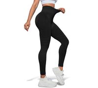 Bafiwu Leggings sportivi anti-cellulite da donna, lunghi, opachi, a compressione, yoga, dimagranti, a vita alta, pantaloni sportivi, Nero , S