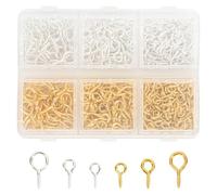 Bafiwu Viti a occhiello piccole, 400 pezzi, oro e argento, 3 misure per colore, occhielli a vite, ganci e ganci da avvitare per gioielli, progetti fai da te, bracciali, collane, ciondoli