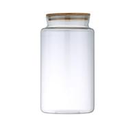 Bafnsiji Barattoli di Vetro Rotondi, Grandi vasi di Vetro con Coperchio in Legno ermetico, Contenitori impilabili per Alimenti, Contenitori di Vetro Trasparente di Grande capacità,5500ml