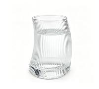 Bafnsiji Bicchieri in Vetro Rigato 4-Pezzi, Bicchieri Trasparenti per Acqua e Succo,A