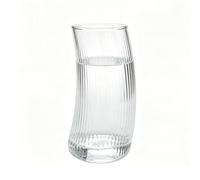 Bafnsiji Bicchieri in Vetro Rigato 4-Pezzi, Bicchieri Trasparenti per Acqua e Succo,B