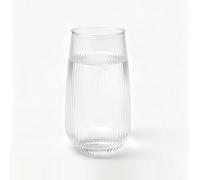 Bafnsiji Bicchieri in Vetro Rigato 4-Pezzi, Bicchieri Trasparenti per Acqua e Succo,C