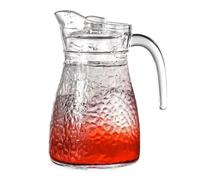 Bafnsiji Caraffa in Vetro 1200ml, Brocca Trasparente con Coperchio e Manico per tè Freddo, Succo e Bevande Fredde