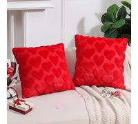 Bafnsiji Set da 2 Federe per Cuscini a Forma di Cuore per San Valentino, Federe Testurizzate con Motivo d'Amore, Copricuscini in Velluto Minimalista per Divano e Arredamento Casa, 45x45cm,B