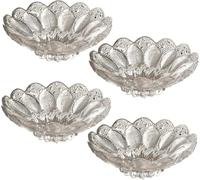Bafnsiji Set da 4 Piatti Vintage per Insalata e Dessert, Piccoli Piatti in Vetro Trasparente, Set di Piatti da Cena in Vetro di Cristallo con Motivo Floreale, Piatti da Cena in Vetro Trasparente
