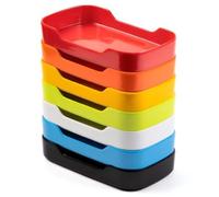Bafnsiji Set da 7 Vassoi Rettangolari in Plastica con Incavi, Piatti Impilabili per BBQ e Hotpot