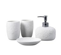 Bafnsiji Set da Bagno da 4 Pezzi di Dispenser di Sapone, Set di Accessori per Il Bagno in Ceramica, Bicchiere per spazzolino da Denti, portasapone, Set di Tazze per collutorio per Adulti e Bambini