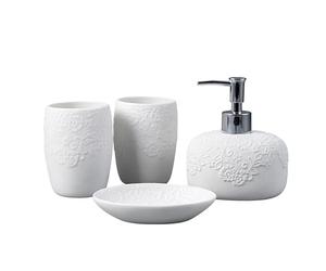 Bafnsiji Set da Bagno da 4 Pezzi di Dispenser di Sapone, Set di Accessori per Il Bagno in Ceramica, Bicchiere per spazzolino da Denti, portasapone, Set di Tazze per collutorio per Adulti e Bambini