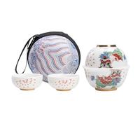 Bafnsiji Teiera Kung Fu e Set di Tazze, Set da tè Portatile per Adulti, Set da Viaggio con Borsa Portatile, Set da Viaggio Cinese, Set da Viaggio in Ceramica