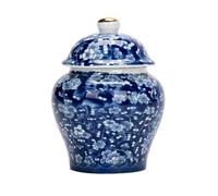 Bafnsiji Vaso di Zenzero in Ceramica, Vaso di Zenzero Bianco e Blu Cinese con Coperchio, Vaso di Ceramica Decorativo Dipinto a Mano, Contenitore di vasetto da Cucina, 1600ml