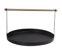 Bafnsiji Vassoio Decorativo Black Metal, Vassoio Rotondo da 35 cm con Manici, Vassoio da Servire in Metallo, Piatti da Servire con Scomparti, Piatto per Dessert Cena Colazione,A