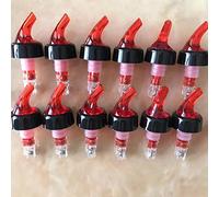 BAFOVY 6 Pezzi Versatori per Bottiglie in Plastica per Uso Alimentare, Beccuccio per Vino con Funzione di Decantazione, Controllo del Flusso, Beccuccio per Vino, Cocktail, Liquori, Bar, Casa, (rosso)