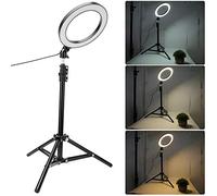 BAFOVY Anello Luminoso a LED Dimmerabile da 20 Cm, Alimentato Tramite USB con luminosità Regolabile e Treppiede per Video Streaming Live e Fotografia