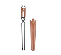 BAFOVY Clamp/Holder da Servizio a Carbone Lungo per la Pinza Addensata per Barbecue, Comodo e Pratico, Sicuro e Fermo, con Impugnatura in Pelle per il Carbone in Fiamme o Legna da Ardere