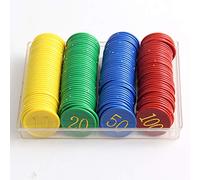 BAFOVY Fiches da Poker da 160 Pezzi, Gettoni da Gioco in Plastica con Numeri Stampati in Oro per Giochi da Tavolo, attività di Apprendimento della Matematica, Conteggio e Ordinamento (Colorful)