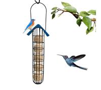 BAFOVY Mangiatoia per Uccelli Selvatico Distributore di Alimenti per Uccelli per le Tette Passeri Grandi 38 Cm in Ferro da Ferro Pesante con Tetto di Plastica Facile Riempimento (BLACK)