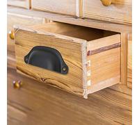 BAFOVY Materiale del Ferro Duro, Design in Stile Cinese Semicircolare, Finitura a Mano Liscia con Manico a Guscio a Trazione, per Cassa di Medicina, Libreria, Cassetto dell'armadio (BLACK)