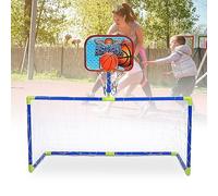 BAFOVY Mini Basketball Soccer System Kids Sports Set with Basketball Football e Pump for Children Borna e Guardia da Calcio Riesadelabile da Pulire Facile da Pulire