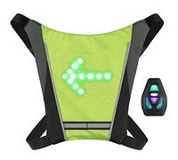 BAFOVY Pacchetto Bici LED con Telecomando Wireless, Zaino di Sicurezza Riflettente Ricaricabile Tramite USB con Indicatore di Direzione per la Corsa Notturna in Bicicletta (YELLOW)