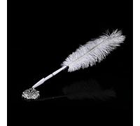 BAFOVY Penna della Penna Bianca, Elegante Firma del Matrimonio per Ospiti con Supporto Oro o Argento, Accento Decorativo per Cerimonia o Ricevimento (Base d'argento)