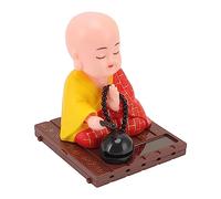 BAFOVY Piccola Statua di Buddha, Bambola Solare Monaco Buddista Automa Monaco Che Batte il Pesce Figurina Piccola Statua di Buddha con Pannello Solare Incorporato Ornamenti per