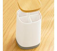 BAFOVY Porta Stuzzicadenti Dispenser per Stuzzicadenti in bambù e HIPS Design Automatico a Divisione di Spinta per Tamponi di Cotone e Filo Interdentale per Uso Domestico in Ristorante (GREY)