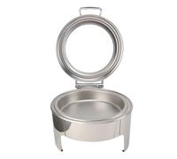 BAFOVY Scaldavivande Rotondo in Acciaio Inossidabile da 6 Litri, Servitore per Buffet con Coperchio in Vetro a Vista, Coperchio Flip a 90 Gradi, Padella Addensata, Scalda Alcool, per Cena in (1