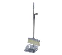 BAFOVY Set di Paletta per Scopa con Scopa a Manico Lungo, Strumento per la Pulizia in PP e Acciaio Inossidabile, Testa Larga per, Paletta con Setole Incorporata, Design Staccabile per Casa, Camera