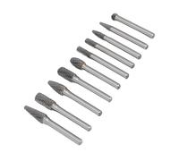 BAFOVY Set di Punte per Lime Rotanti, Set di Frese in Carburo di Tungsteno 10 Pezzi Doppio Taglio per Smerigliatura di Metallo e Legno, Acciaio Al Tungsteno HRC70, Sbavatura Modellatura Intaglio per