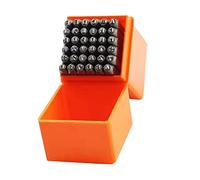BAFOVY Set di Punzoni per Lettere 36 Pezzi, Francobolli in Acciaio Indurito, Strumento di Marcatura in Metallo in Legno di Gioielli con Scatola di Plastica, per Forniture d'arte, con Spazio
