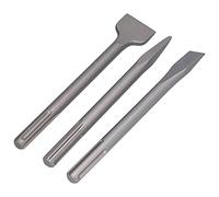 BAFOVY Set Scalpelli SDS Max 3 Pezzi Acciaio per Demolizione Calcestruzzo | Include Scalpello a Punta, Piatto e a Scalpello, Codolo da 18 Mm, Trattato Termicamente, per Rimozione di