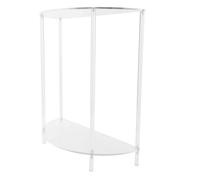 BAFOVY Tavolo Laterale Acrilico a 2 Livelli, Semi-ellisse Piccolo Comodino per Soggiorno e Camera da Letto, Moderno Comodino con capacità di 50 Libbre (45x41x18cm)