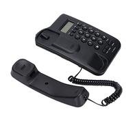 BAFOVY Telefono con Filo con Quadrante Semi Vivavoce, Materiale ABS, Display ID Chiamante, Funzione Sveglia, Ideale per Ufficio e Hotel (BLACK)