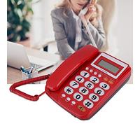 BAFOVY Telefono con Filo con Vivavoce, ID Chiamante, Ampio Display LCD, Uso in Ufficio, Modello KX-2025ClD (rosso)