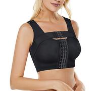 Bafully Reggiseno postoperativo Sportivo con Chiusura Frontale Racerback Rimovibile Reggiseno Imbottito da Donna (IT, Testo, L, Regular, Regular, Nero)