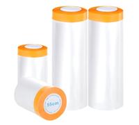 Bafumiu Set di 4 Teli Plastica per Imbiancare (80m totali) - Teli Copritutto per Imbianchino, Teli Plastica per Coprire (2 rotoli 55cm x 20m + 2 rotoli 150cm x 20m) - Teli per Imbiancare Autoadesivi.