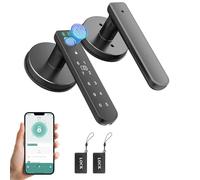 BAFUWEIY Fingerprint Door Lock, 6-in-1 Smart Door Knob with App Control/Fingerprints/IC Cards/Passwords/2 Keys, Fingerprint Door Knob Biometric Door Lock for Bedroom Apartment, Black