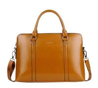 Bag Adatti Laptop pelle cartella di affari dell'uomo delle donne PU 14 pollici a mano 15,06 donne portatili borsa del computer portatile Ufficio,marrone-15 pollici