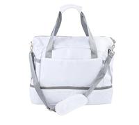 Bag della palestra per donne, borsa da settimana, grandi borse da viaggio con porto di ricarica USB e sottomarino, porta avanti la borsa durante la notte per palestra, maternità, (Bianco)