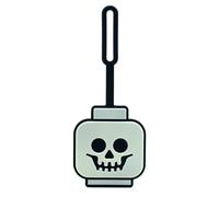 Lego Minifigures Bag Tag - Skeleton Head Glow in The Dark (53648), accessorio dolcetto o scherzetto, etichetta per bagagli a tema Halloween, silicone