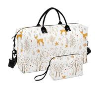 Bagagli Borsa Da Viaggio Cartoon Animale Renna Oro Grande Borsa Da Palestra con Toiletry Bag per Viaggi di Lavoro Grande Capacità bolsa de lona para
