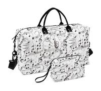 Bagagli Borsa Da Viaggio Moda Musica Score Bianco Weekender Bag con Toiletry Bag per Trekking Impermeabile bolsa de lona para