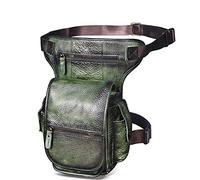 Bagaglia per le gambe di moto regolabile Borsa a tracolla casual da uomo in vera pelle, design alla moda, multifunzione, con cintura, marsupio, borsa a gamba cadente(Green)