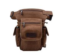 Bagaglia per le gambe di moto regolabile Borsa a tracolla da uomo in tela con tracolla, for coscia, fianchi, sedere, for viaggio, moto, equitazione, borsa a tracolla for gamba(Coffee)