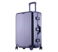 Bagaglio Bagagli con ruote girevoli Valigia di grande capacità Telaio in alluminio di colore brillante Bagaglio a mano resistente all'usura Attrezzatura da viaggio (Color : Blue-, Size : 20inch)