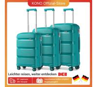 KONO Set Valigie da 3 Pezzi Rigida e Leggera Bagaglio a Mano 55cm + Valigia 65cm + Valigia 76cm con 4 Ruote e TSA Lucchetto, Nero